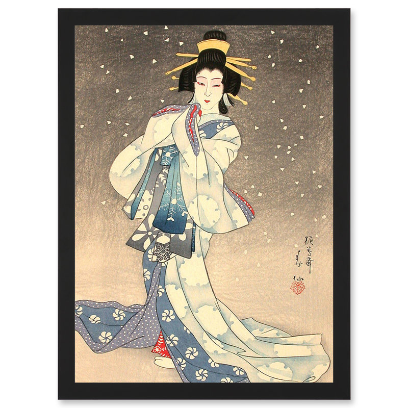 Painting Geisha Kabuki Natori Shunsen Theatre Japan by Value Does Not Apply - Single Picture Frame Print
