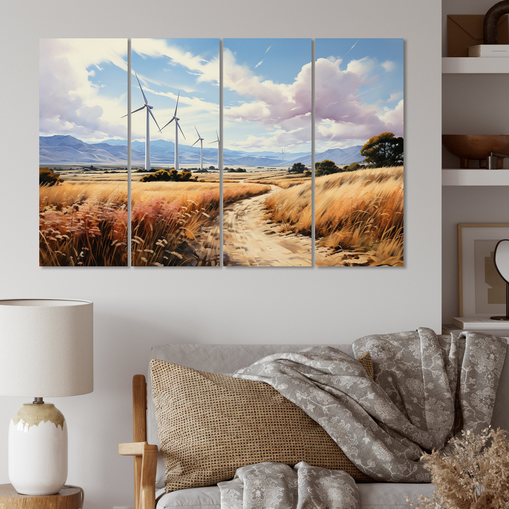 Red Barrel Studio Wind Turbines Sunlit Spin - Landscapes Metal Wall ...