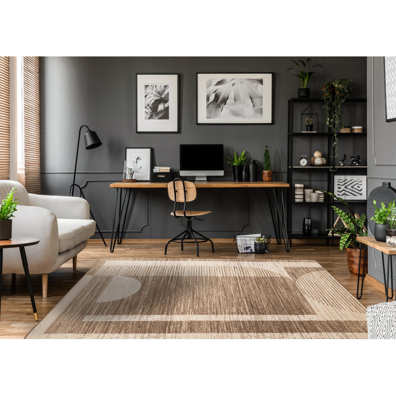 Tapis crème beige rétro Faira, Rectangle 7 pi 9 po x 10 pi 6 po