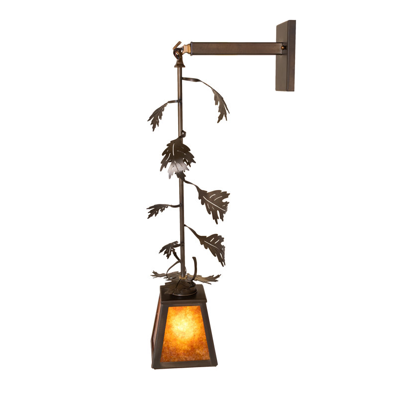 7" Wide Oak Leaf Mission Prime Wall Sconce