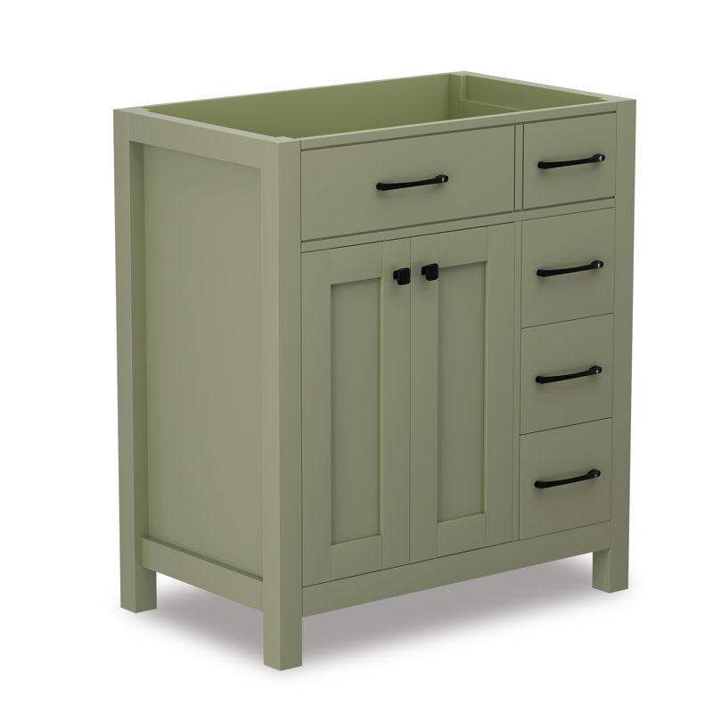 Base de meuble-lavabo simple autoportant 30 po seulement, lavabo non inclus, Noir, Vert rétro