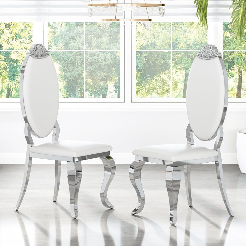 Khandis 20'' H Cotton Upholstered Side Chair, Silver, White