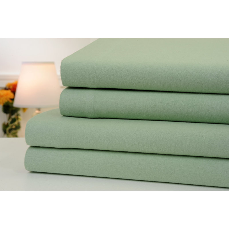 Ensemble de draps en flanelle 100% coton Kathy Ireland or Bibb Home (4 pièces), Plein, ISE