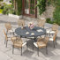 Ensemble de salle à manger d'extérieur 9 pièces pour terrasse avec fauteuil en rotin 9 pièces