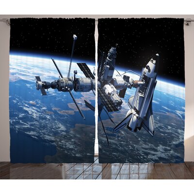 Outer Space Semi-Sheer Rod Pocket Curtain Panels -  Ambesonne, p_15667_108x84