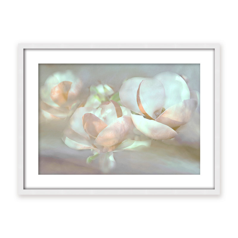 Nature Inspired Magnolia Dreams, 24" H x 30" W x 1.125" D, Framed Matted Print, White