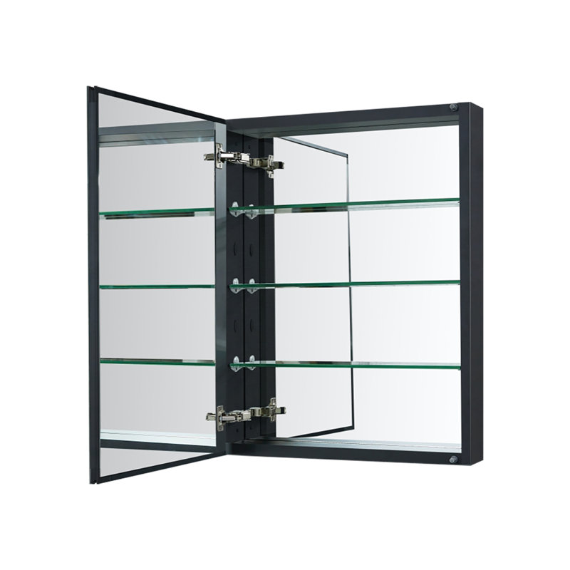 Armoire à pharmacie en aluminium Adine, H 30 po x l 19 po x P 3,75 po, Noir