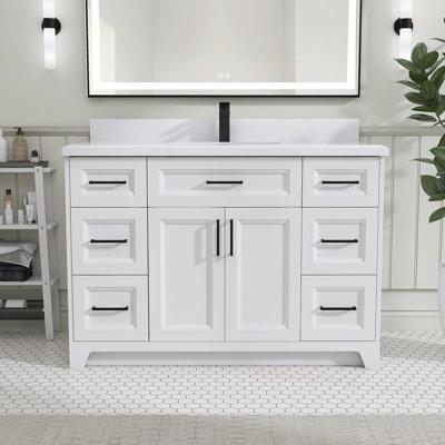 Solid Wood 48'' Single Bathroom Vanity Base Only
