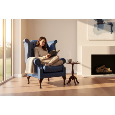 Upholstered Full Grain Leather Armchair