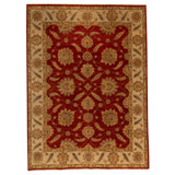 Wool Oriental Area Rug in Red/Beige