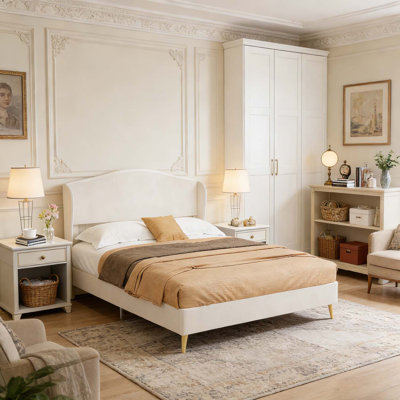 Lit rembourré avec structure robuste, pour chambre à coucher principale