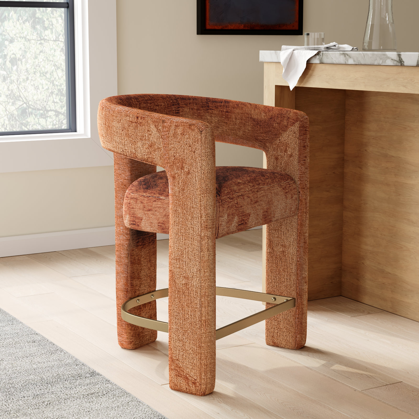 Darlington 25" Bar Stool, Gwen Rust Microsuede