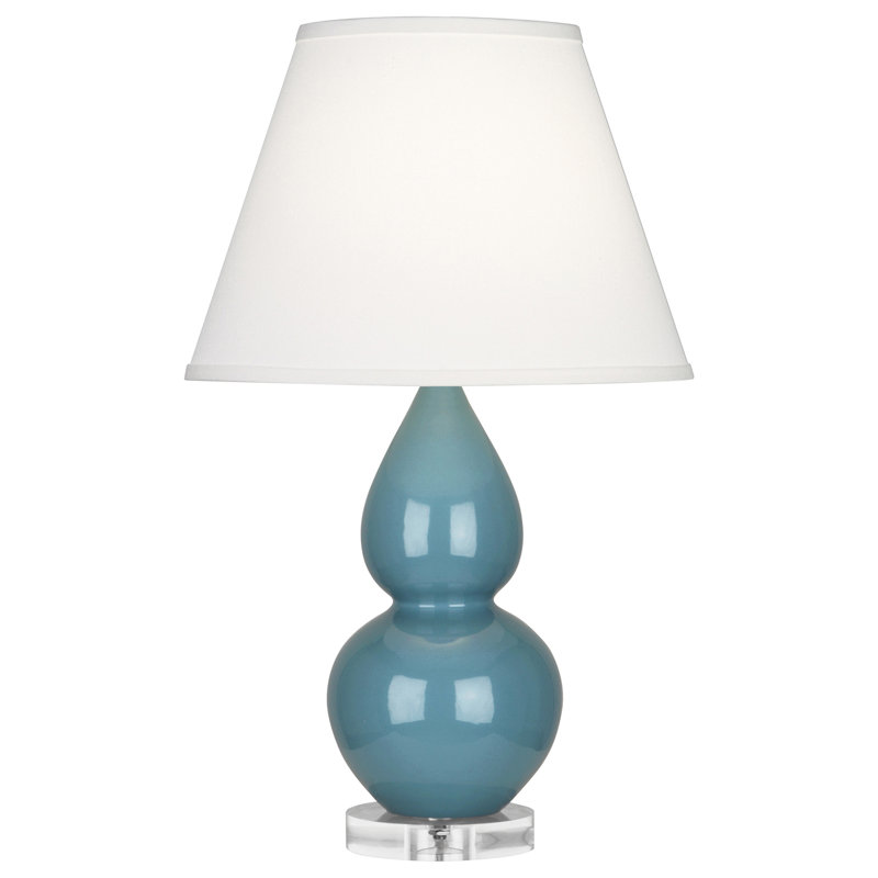 Small Double Gourd Ceramic Table Lamp, Steel Blue