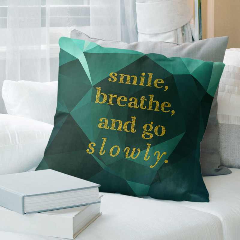 Housse de coussin Faux Gemstone Go Slowly, 20 po X 20 po, Émeraude / doré, Polyester/ Bourre en polyester