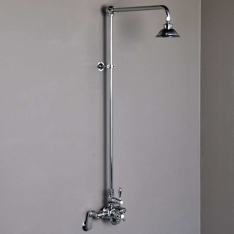 Système de douche thermostatique exposé 48 po mural avec poignées levier / croix 1,75 gallons par minute