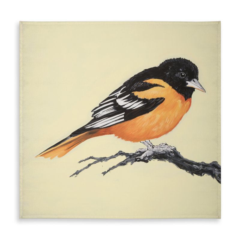 Realistic Little Bird on a Branch Tablecloth | Black Decor