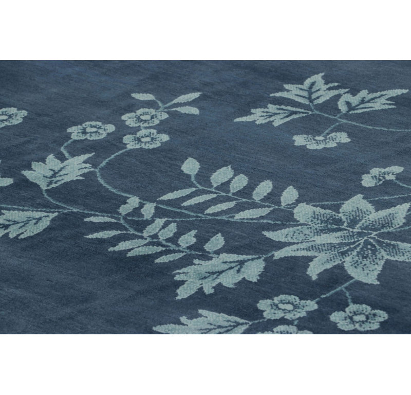 Art Deco Handmade Kilim Wool Floral Area Rug, Rectangle 10' x 14'