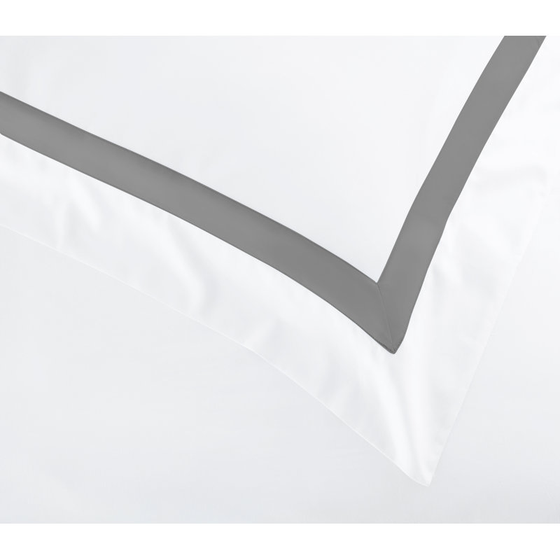 Soprano Trim Sateen Sham, White/Platinum, Standard/Twin
