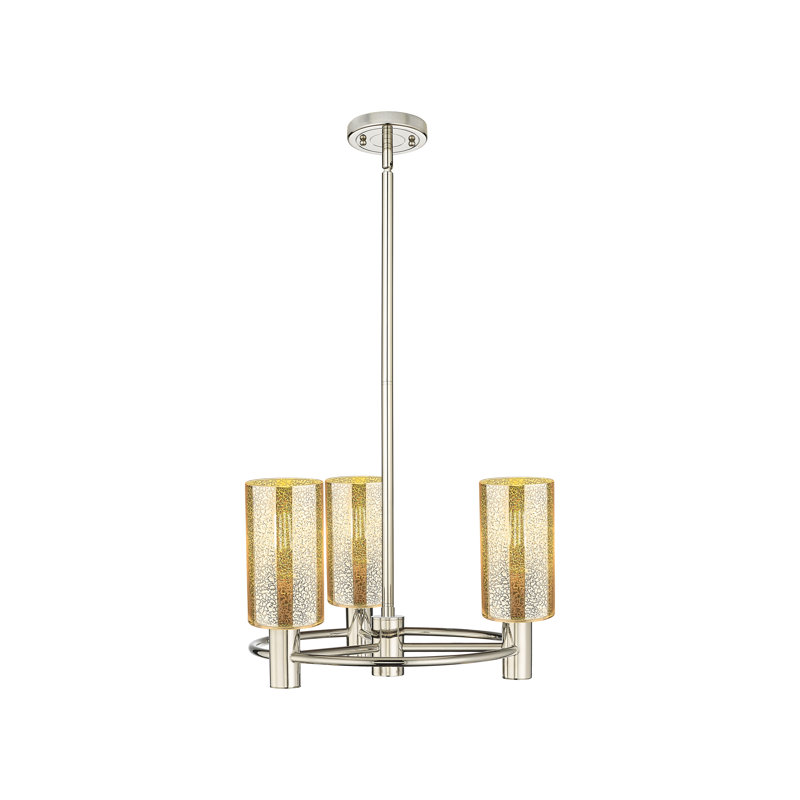 Luminaire suspendu 3 tiges Crown Point, H 10,38 po x l 18 po x P 18 po, Tourbillon déco, Nickel poli