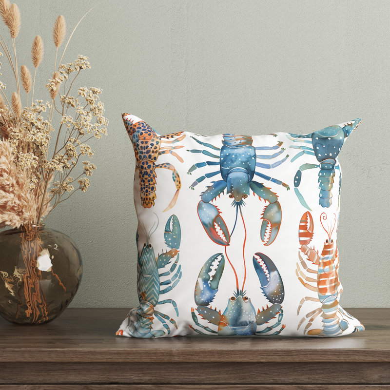 Housse de coussin Lobsters Seafoam Soiree, H 18 po x l 18 po
