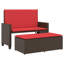 Banc de patio avec coussins et repose-pieds en polyester Latitude Run®-1380573788