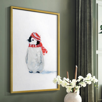 Penguin Play II Framed Print - Solid Wood