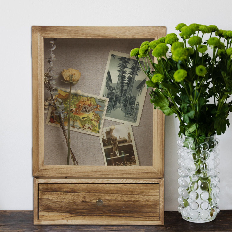 Ainagul Burlywood Wood Gilded Shadow Box Picture Frame with Mat