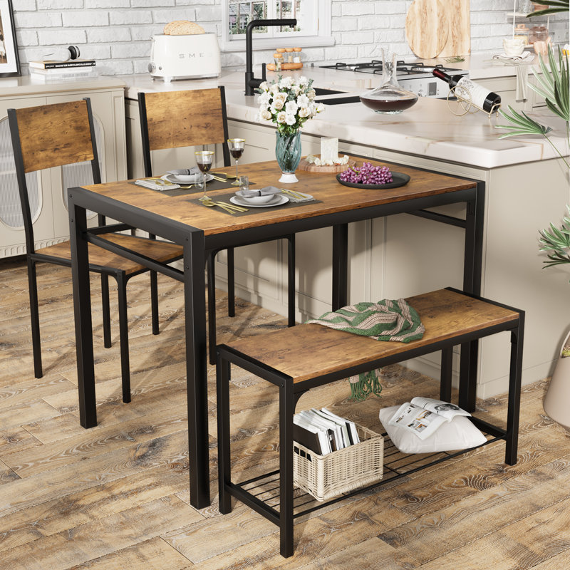 Wiliam 4 - Person Four Leg Base Dining Set, Brown
