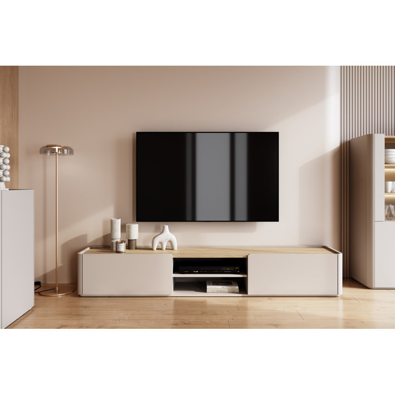 Blackett Unfinished TV Stand for TVs up to 77", Beige/Natural, 35.5 cm H x 220 cm L x 48 cm W