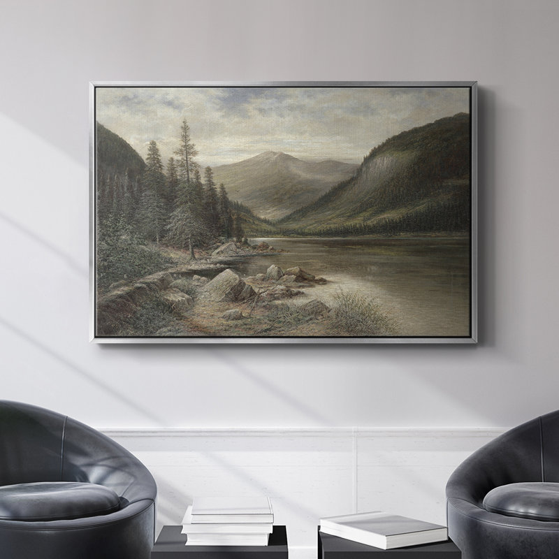 Paysage rétro - CDIL, Toile avec cadre flottant or, H 17 po x l 25 po x P 2 po