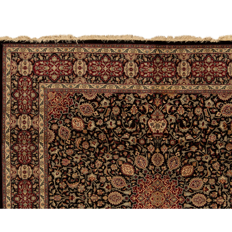 Hand Knotted Wool Area Rug in Black