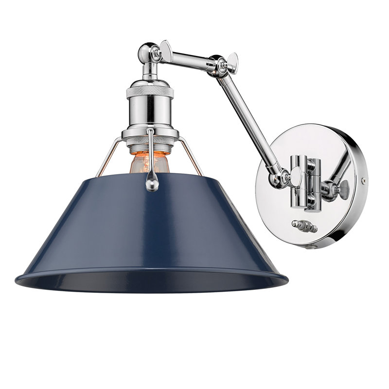 Chrome and Navy Blue Articulating Wall Sconce
