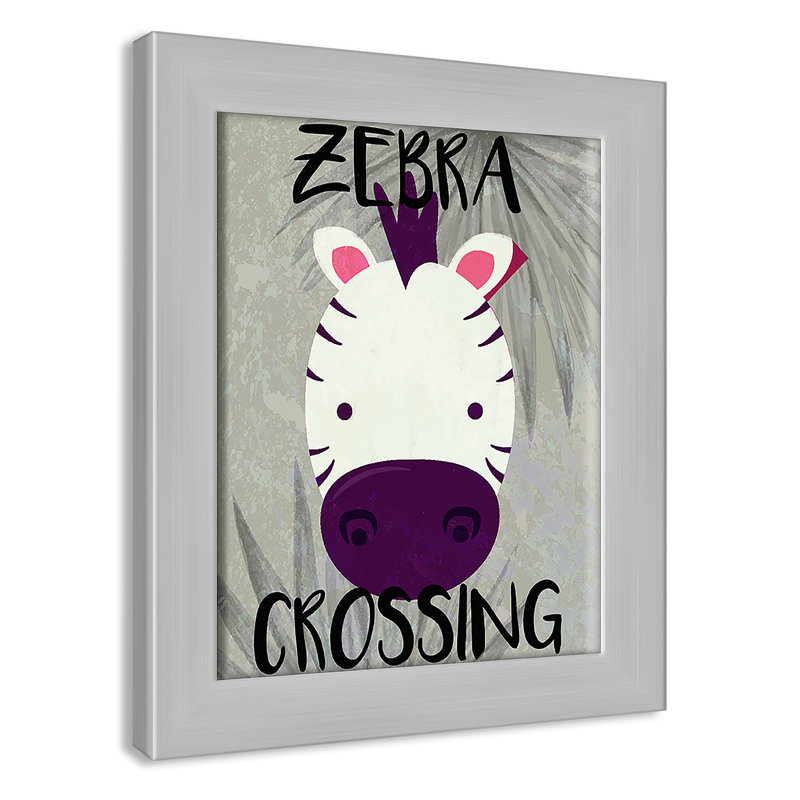 Impression sur papier Zebra Crossing, H 10 po x l 8 po x P 0,6 po, Encadré plat argent