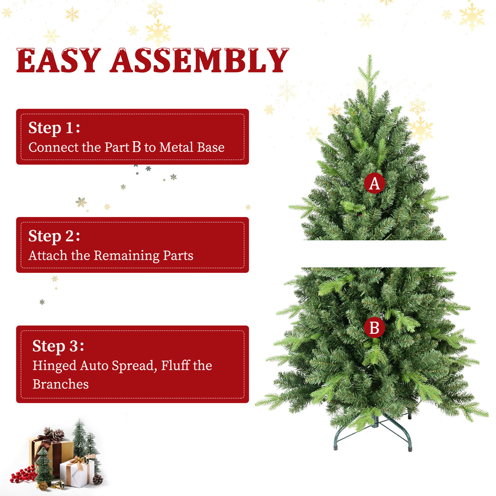 Pre-Lit Spruce Christmas Tree, 6.5ft H