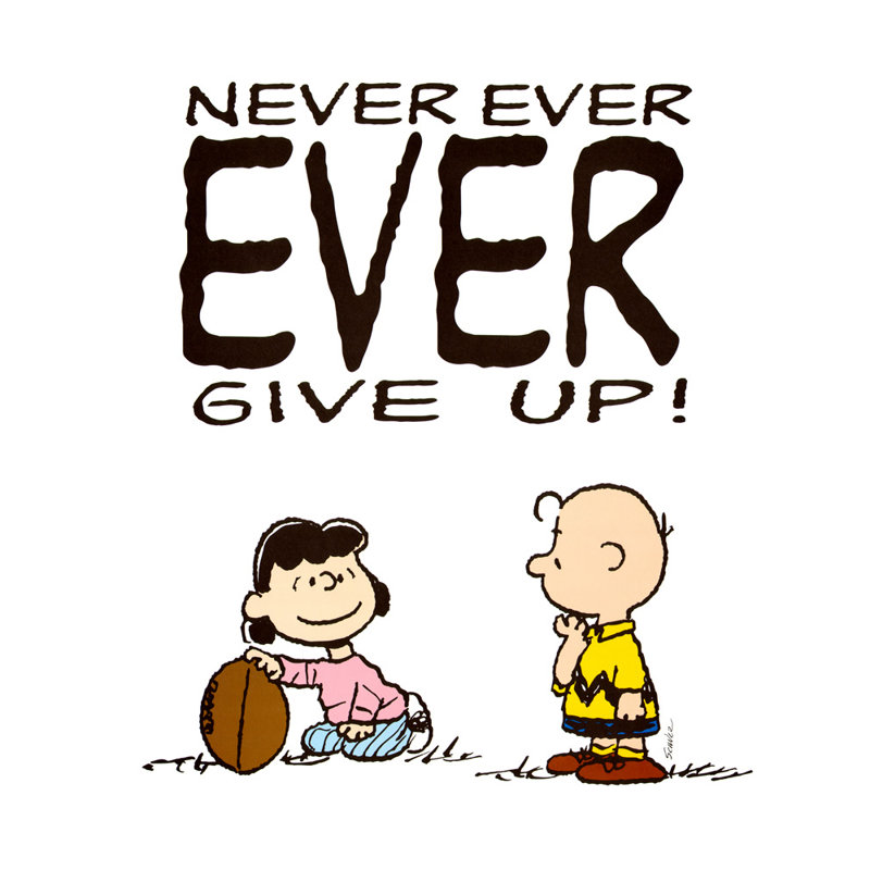 Never Ever Ever Give Up! Peanuts IMA-S832, 18'' H x 14'' W