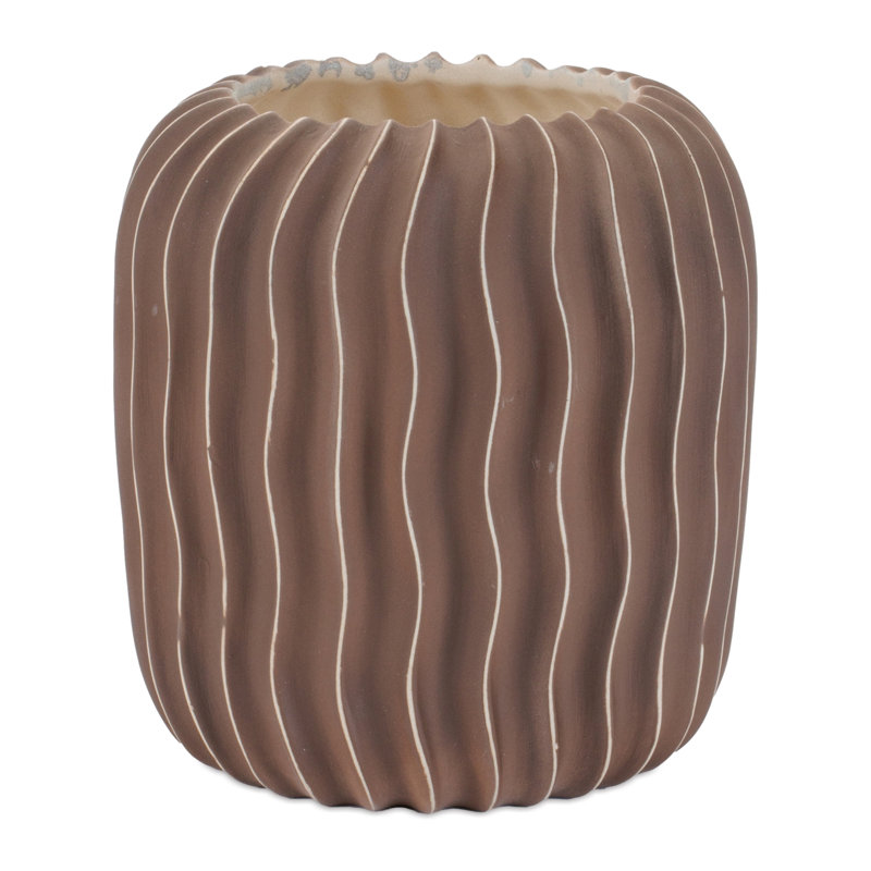 Vase en céramique nervuré ondulé