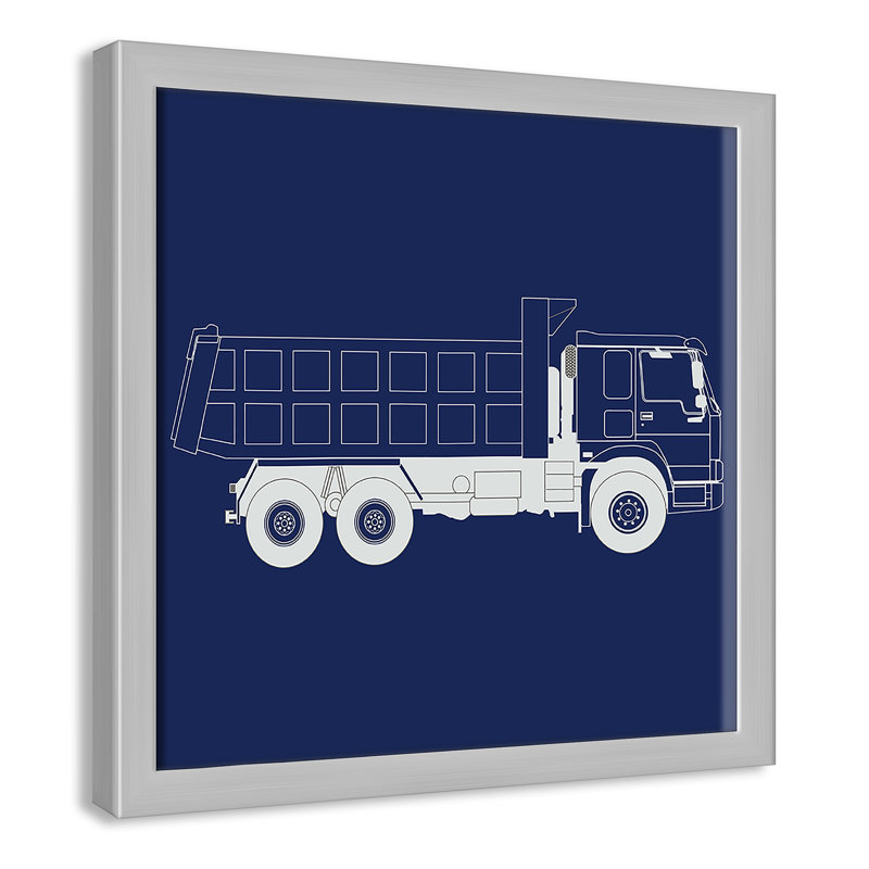 Art encadré Wild Camions, H 12 po x l 12 po x P 1,18 po, Encadré de boîte argent
