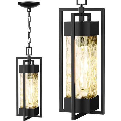 Luminaire suspendu moderne pour l'extérieur, lustre antirouille avec éclairage extérieur pour le porche, le garage, le pavillon de jardin et le patio (ampoule incluse)