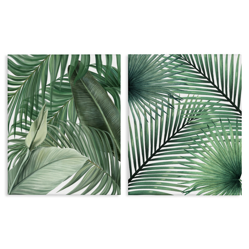 Ensemble de toiles 2 pièces Layered Clean Tropics Plants, design par Inconnu, H 30 po x l 24 po