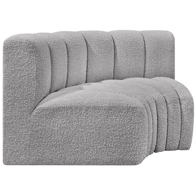 Ivanildo Upholstered Curved Sectional Reversible, Grey Boucle Fabric