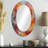 Shatila Orange Red Marbled Dreamscape III - Geometric Decorative Wall Mirror, Orange Mirror, Printed Metal Art-903550396-903550394