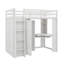 Lit mezzanine simple avec garde-robe spacieuse et poste de travail intégrés, lit surélevé tout-en-un pour économiser de l'espace avec tablette à clavier coulissante, point de charge et deux lampes en métal-375217682
