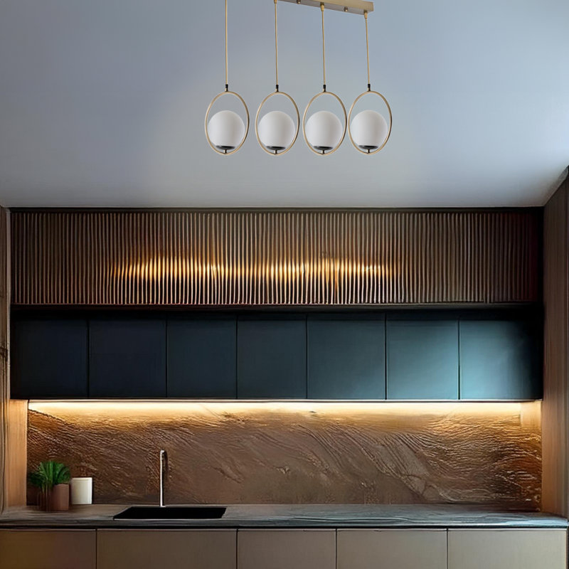 Adjustable Height Metal Globe Kitchen Island Pendant