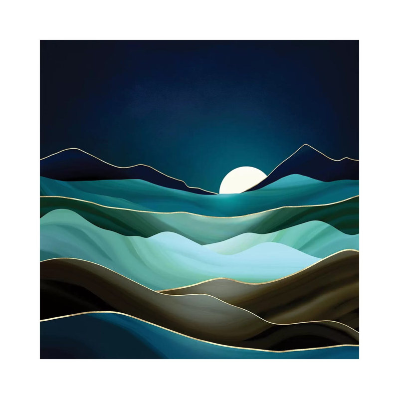 Moonlit Vista - Print on Canvas, No Framed, 45.72 cm H x 45.72 cm W x 1.91 cm D