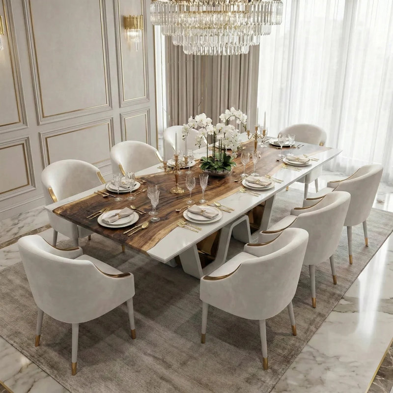 Eldoris Walnut Wood Dining Table, 29.5"H x 72"L x 42"W
