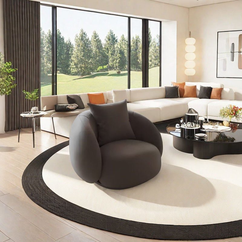 Dark gray curved negotiating sofa