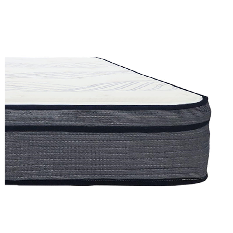 Matelas hybride pleine grandeur de 14 pouces avec mousse multicouche et ressorts ensachés, housse en polyester gris et blanc