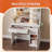Vanity Table Set with Lights, Mirror & Storage, Makeup Vanity Desk with Power Outlet for Bedroom-339445301