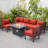 Ensemble modulaire d'extérieur 7 pièces Chelsea - Ensemble de conversation modulaire avec coussins, structure en aluminium et table basse en verre trempé-1040239838