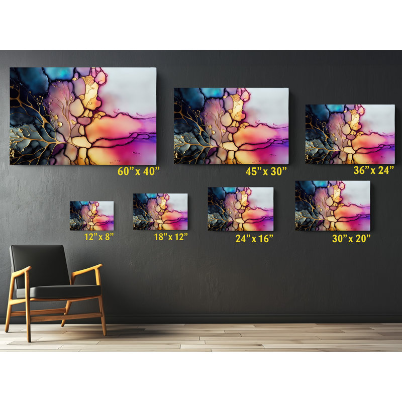 Abstrait coloré sur toile, H 40 po x l 60 po x P 1 po